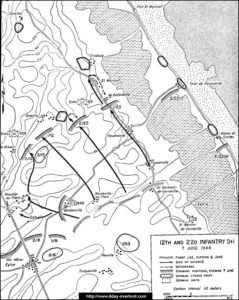 Carte de la sécurisation de la tête de pont dans le secteur d'Utah Beach le 7 juin 1944. Photo : D-Day Overlord