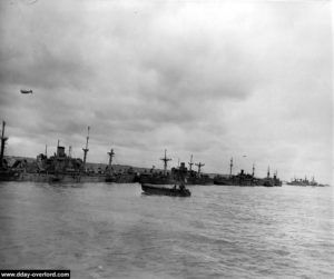 Le brise-lames d'Utah Beach "Gooseberry 1". Photo : US National Archives