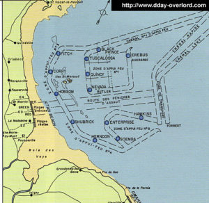 Plan d’approche et d’appui-feu des navires de guerre alliés au large d’Utah Beach le 6 juin 1944. Photo : D-Day Overlord