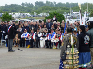 75e anniversaire du débarquement de Normandie - Cérémonie du 10 juin 2019 à Utah Beach en souvenir des soldats amérindiens.