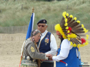 75e anniversaire du débarquement de Normandie - Cérémonie du 10 juin 2019 à Utah Beach en souvenir des soldats amérindiens.