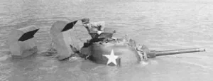 Sherman tank equipped with deep water gear