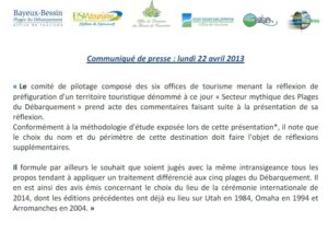Déclaration de presse des représentants du "secteur mythique" en date du 22 avril 2013